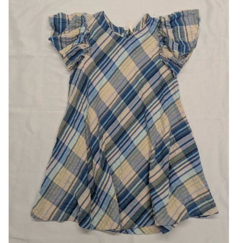 Free People Yara Mini Swing Ruffle Sleeve Dress in Blue Womens Medium